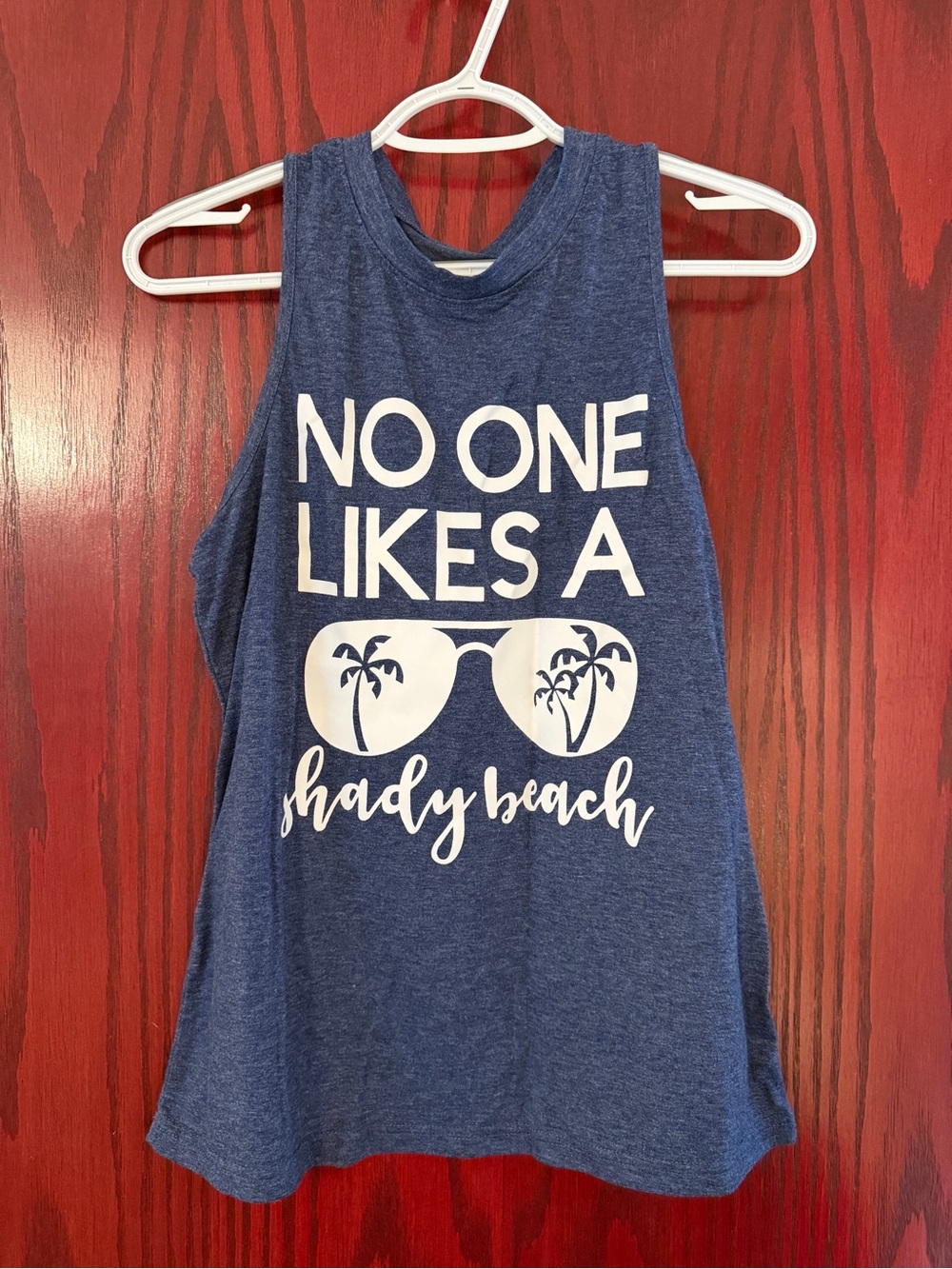 Women’s Blue Graphic Tank Top - "No One Likes A Shady Beach"